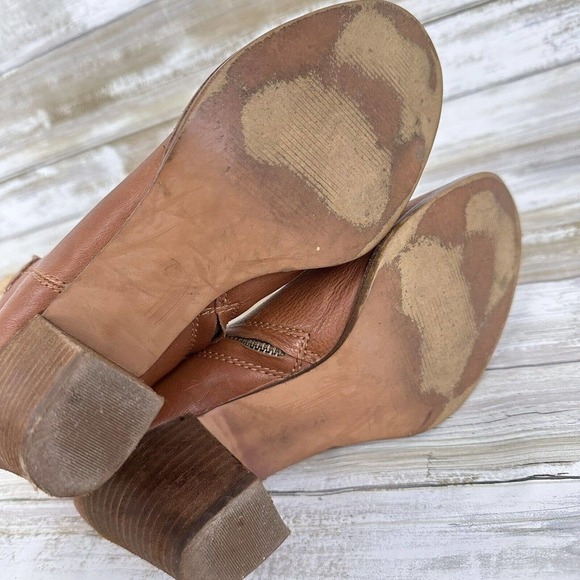 MADEWELL Billie Ankle Boots Brown English‎ Saddle Leather Heels Zipper Size 7 - Picture 8 of 13
